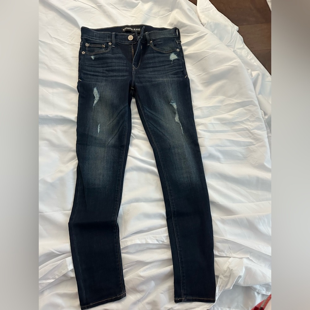 Dark Blue Distressed Women's Jeans